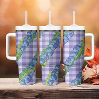 Hawaii Jade Vine Lei Tumbler With Handle Aloha Palaka Motif - Purple LT14 - Polynesian Pride