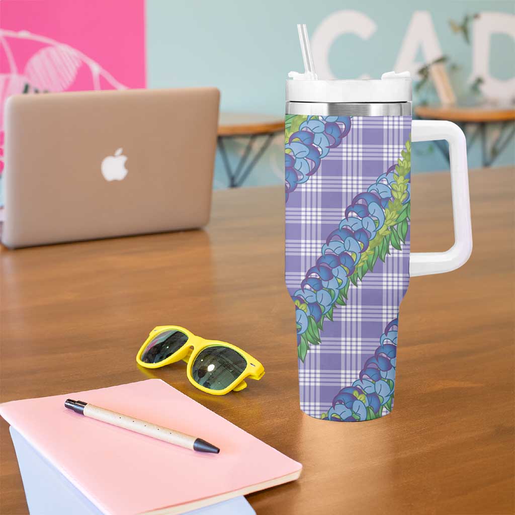 Hawaii Jade Vine Lei Tumbler With Handle Aloha Palaka Motif - Purple LT14 - Polynesian Pride