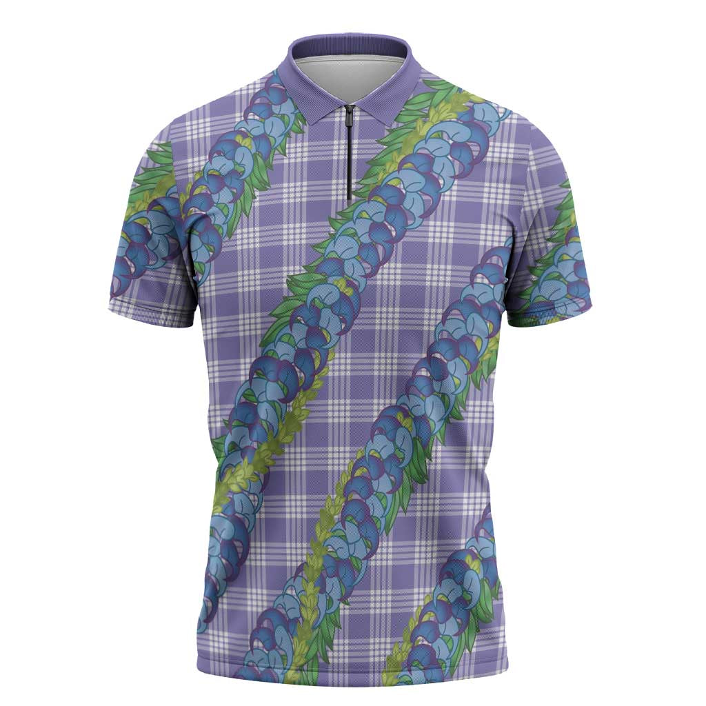 Hawaii Jade Vine Lei Zipper Polo Shirt Aloha Palaka Motif - Purple LT14 Purple - Polynesian Pride