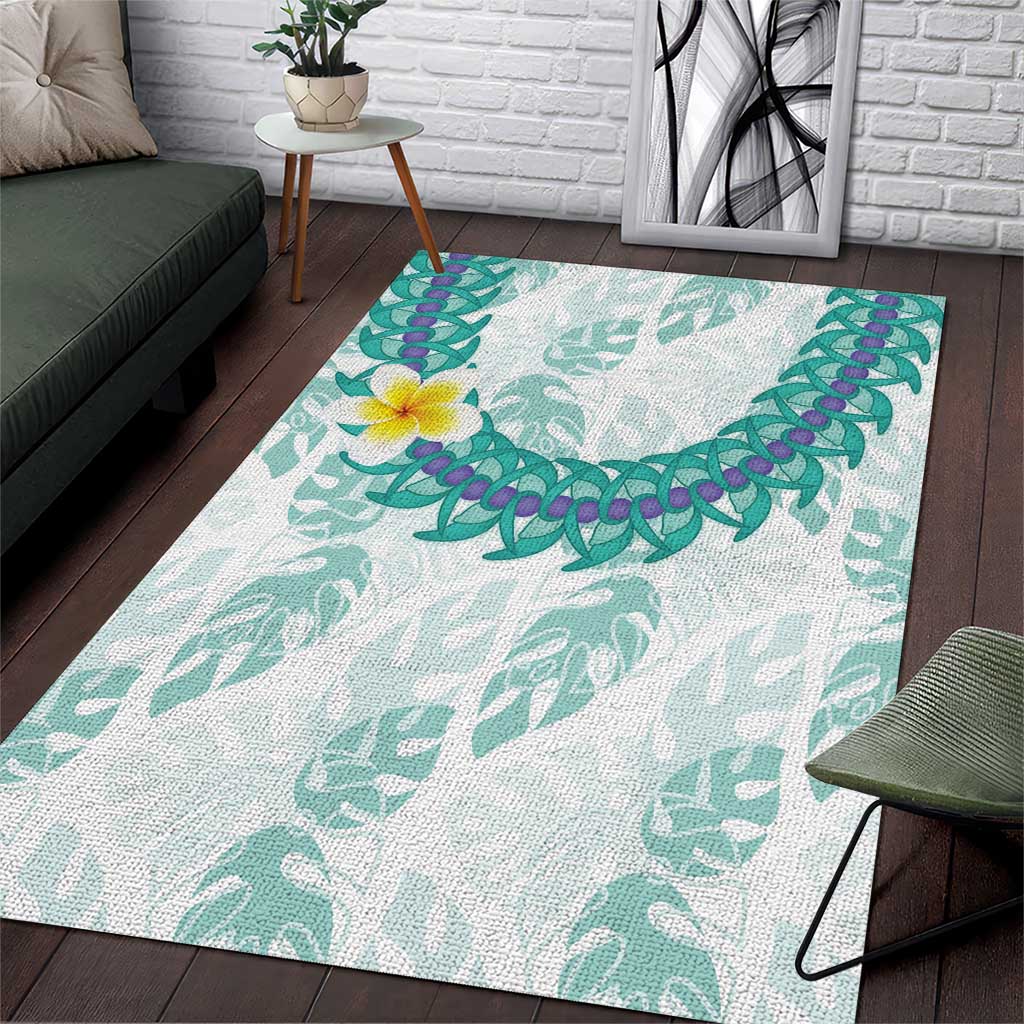 Jade Vine Lei Hawaii Area Rug Aloha Seamless Tropical Leaves LT14 White - Polynesian Pride