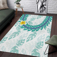 Jade Vine Lei Hawaii Area Rug Aloha Seamless Tropical Leaves LT14 White - Polynesian Pride