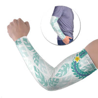 Jade Vine Lei Hawaii Arm Sleeves Aloha Seamless Tropical Leaves LT14 Set of 2 White - Polynesian Pride