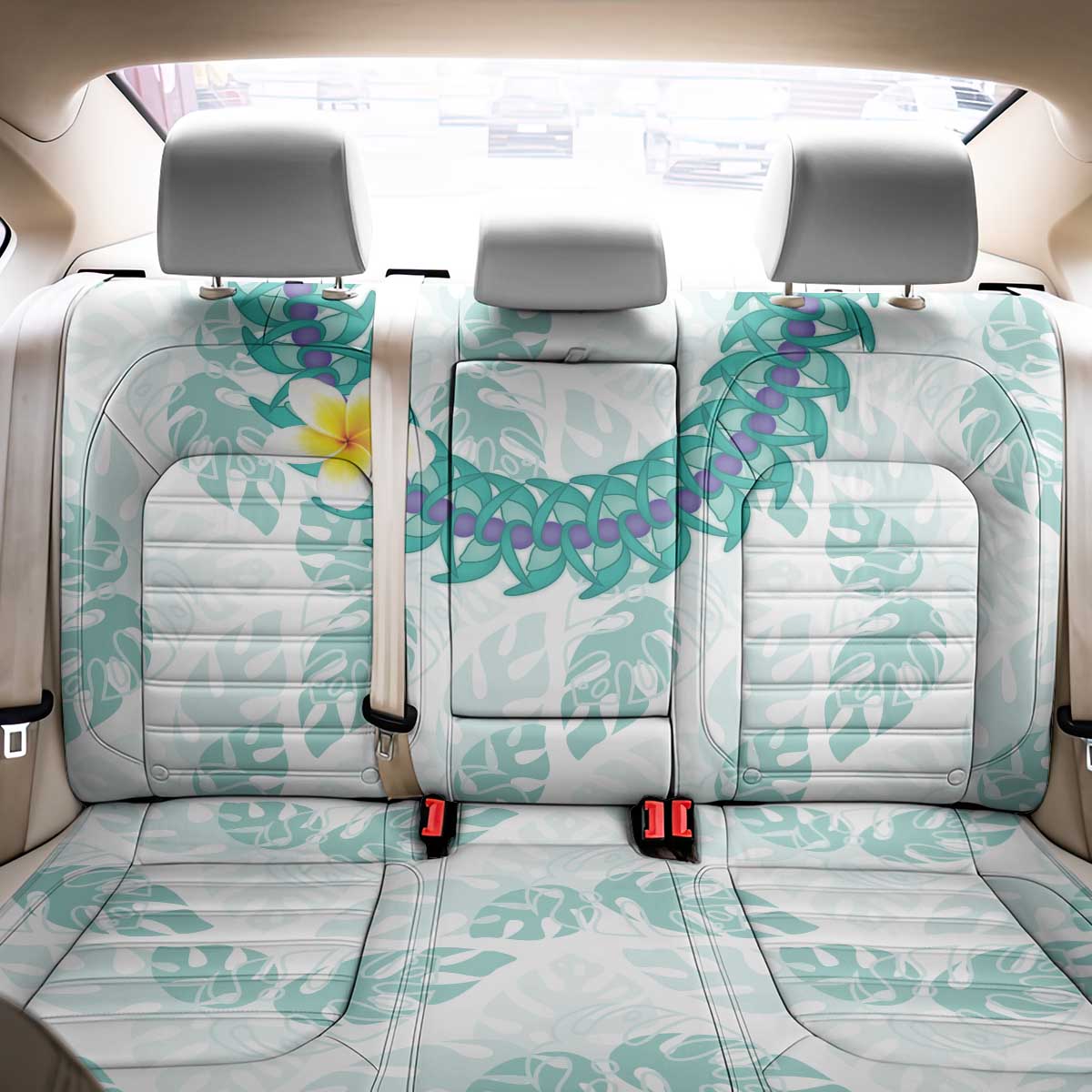 Jade Vine Lei Hawaii Back Car Seat Cover Aloha Seamless Tropical Leaves LT14 - Polynesian Pride
