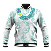 Jade Vine Lei Hawaii Baseball Jacket Aloha Seamless Tropical Leaves LT14 Unisex White - Polynesian Pride