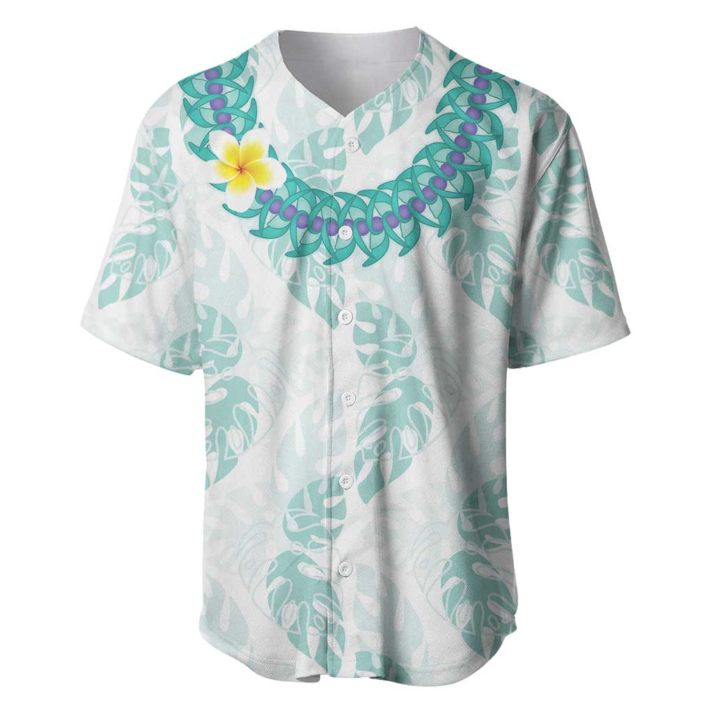Jade Vine Lei Hawaii Baseball Jersey Aloha Seamless Tropical Leaves LT14 White - Polynesian Pride