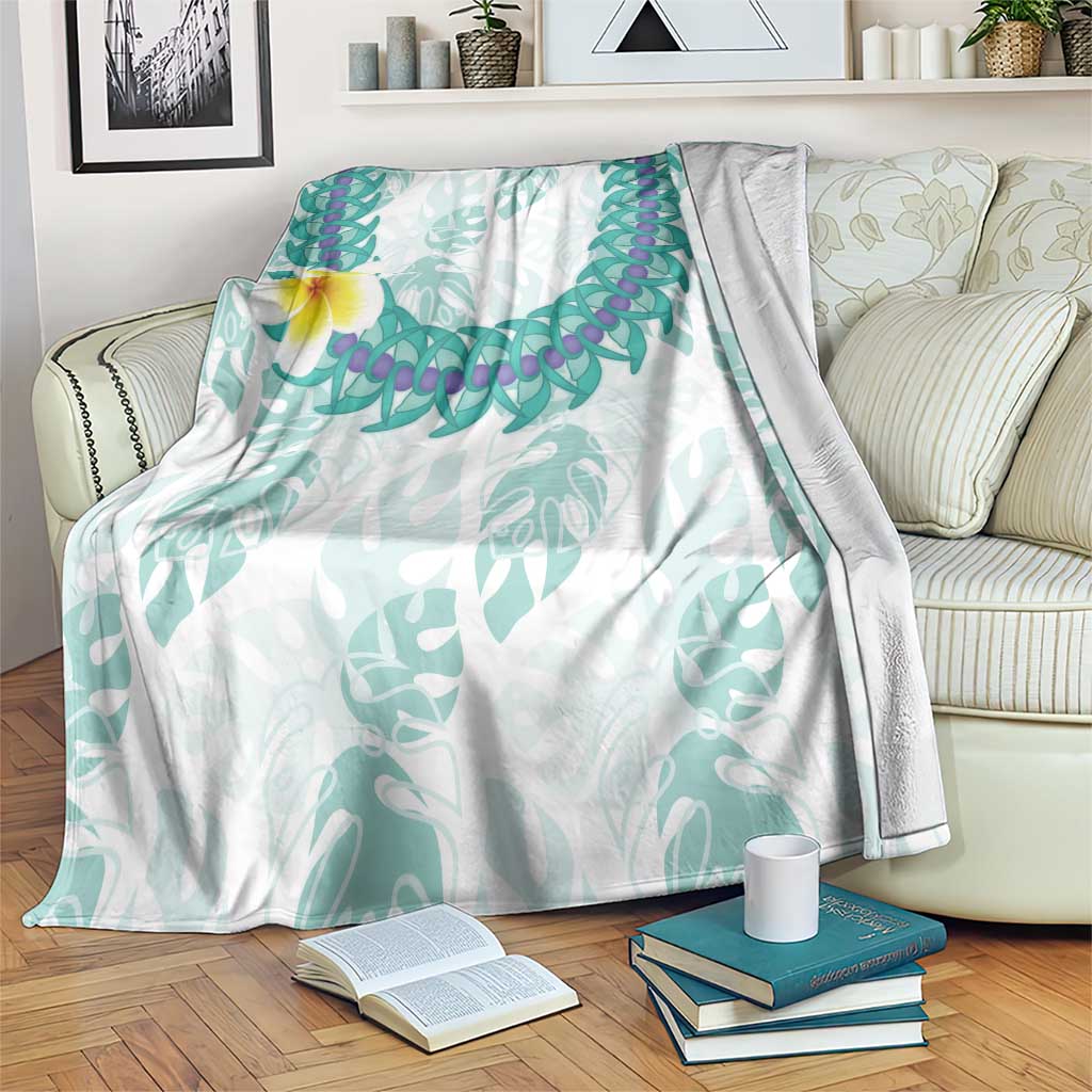 Jade Vine Lei Hawaii Blanket Aloha Seamless Tropical Leaves LT14 White - Polynesian Pride