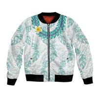 Jade Vine Lei Hawaii Bomber Jacket Aloha Seamless Tropical Leaves LT14 Unisex White - Polynesian Pride