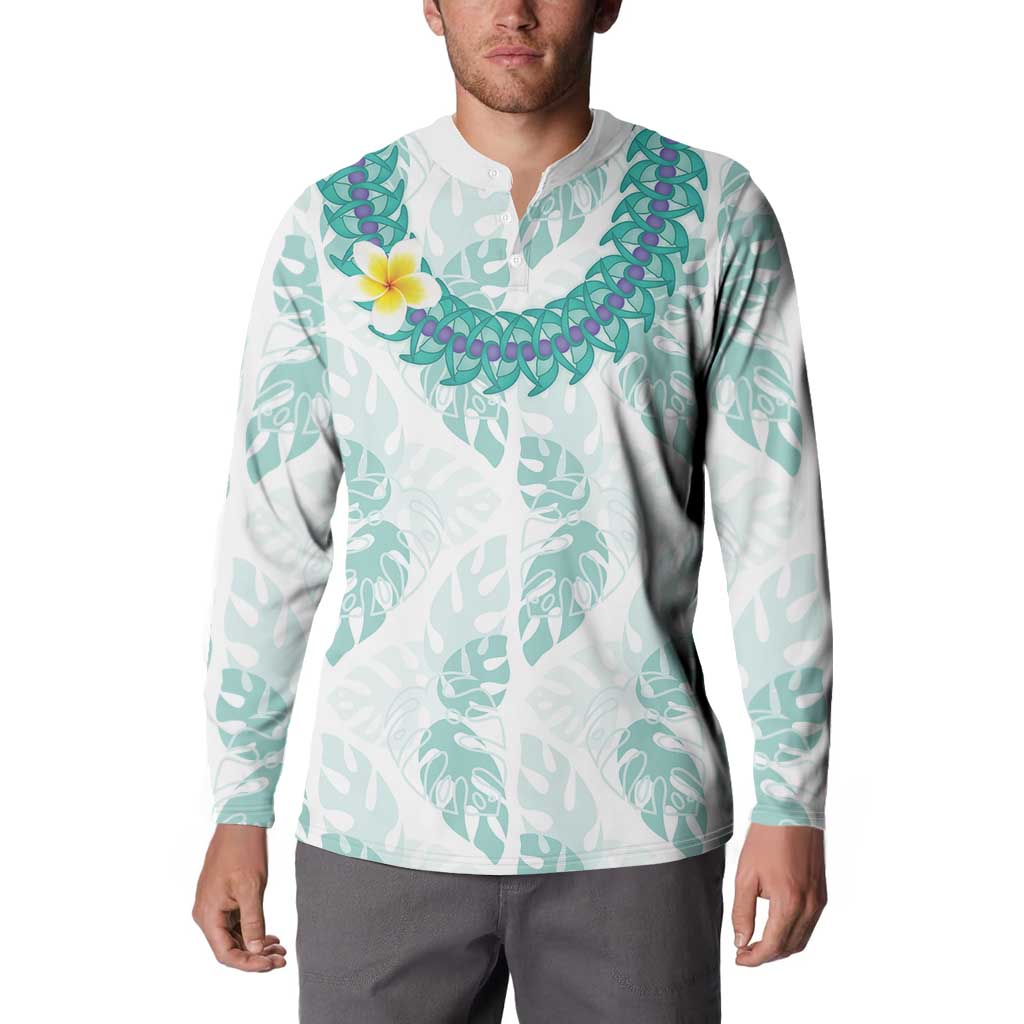 Jade Vine Lei Hawaii Button Sweatshirt Aloha Seamless Tropical Leaves LT14 - Polynesian Pride