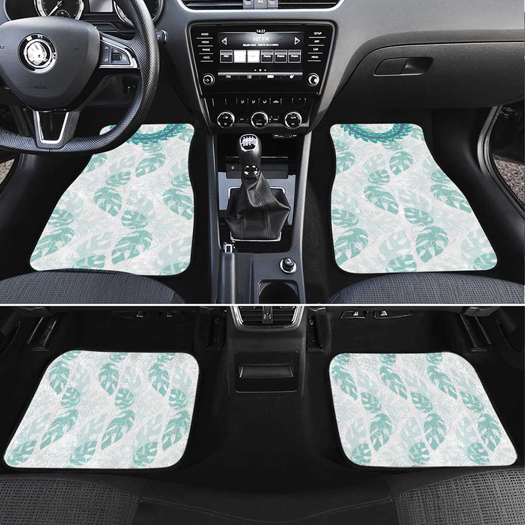 Jade Vine Lei Hawaii Car Mats Aloha Seamless Tropical Leaves LT14 Set 4pcs White - Polynesian Pride