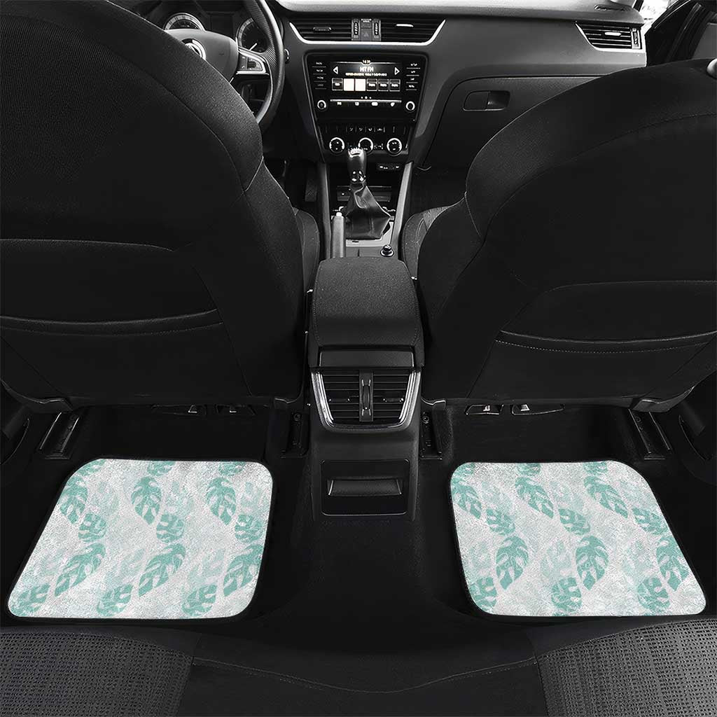 Jade Vine Lei Hawaii Car Mats Aloha Seamless Tropical Leaves LT14 Set 2pcs - Back White - Polynesian Pride