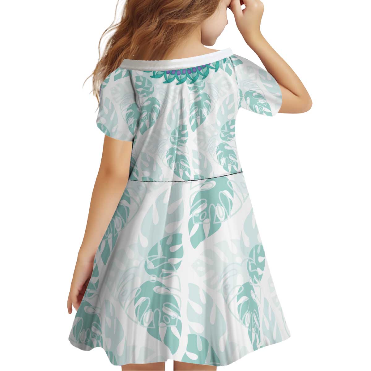 Jade Vine Lei Hawaii Kid Short Sleeve Dress Aloha Seamless Tropical Leaves LT14 - Polynesian Pride