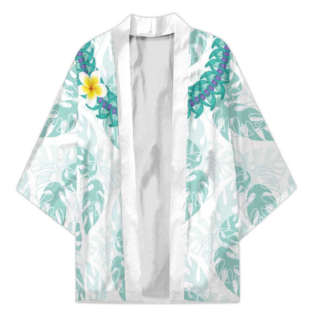 Jade Vine Lei Hawaii Kimono Aloha Seamless Tropical Leaves LT14 Unisex White - Polynesian Pride