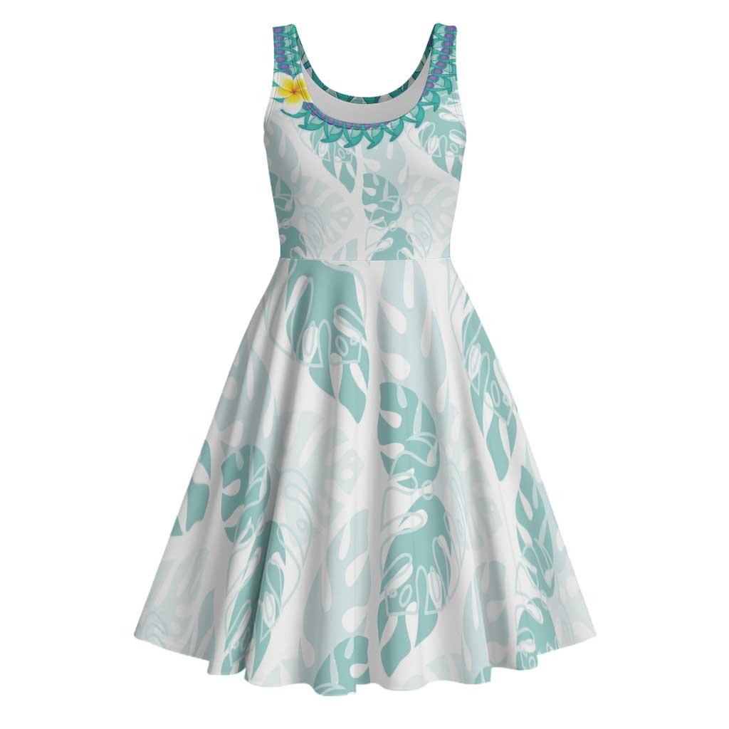 Jade Vine Lei Hawaii Midi Dress Aloha Seamless Tropical Leaves LT14 White - Polynesian Pride