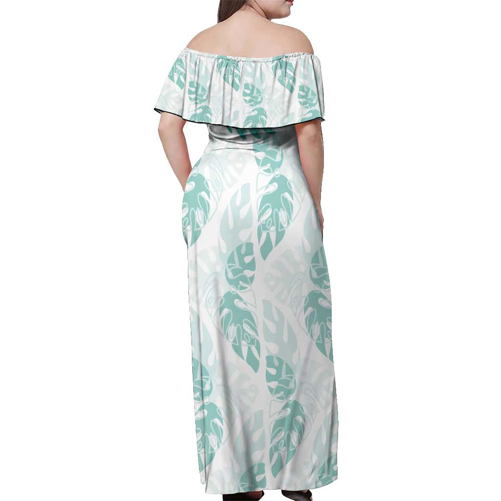 Jade Vine Lei Hawaii Off Shoulder Maxi Dress Aloha Seamless Tropical Leaves LT14 - Polynesian Pride