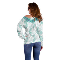 Jade Vine Lei Hawaii Off Shoulder Sweater Aloha Seamless Tropical Leaves LT14 - Polynesian Pride