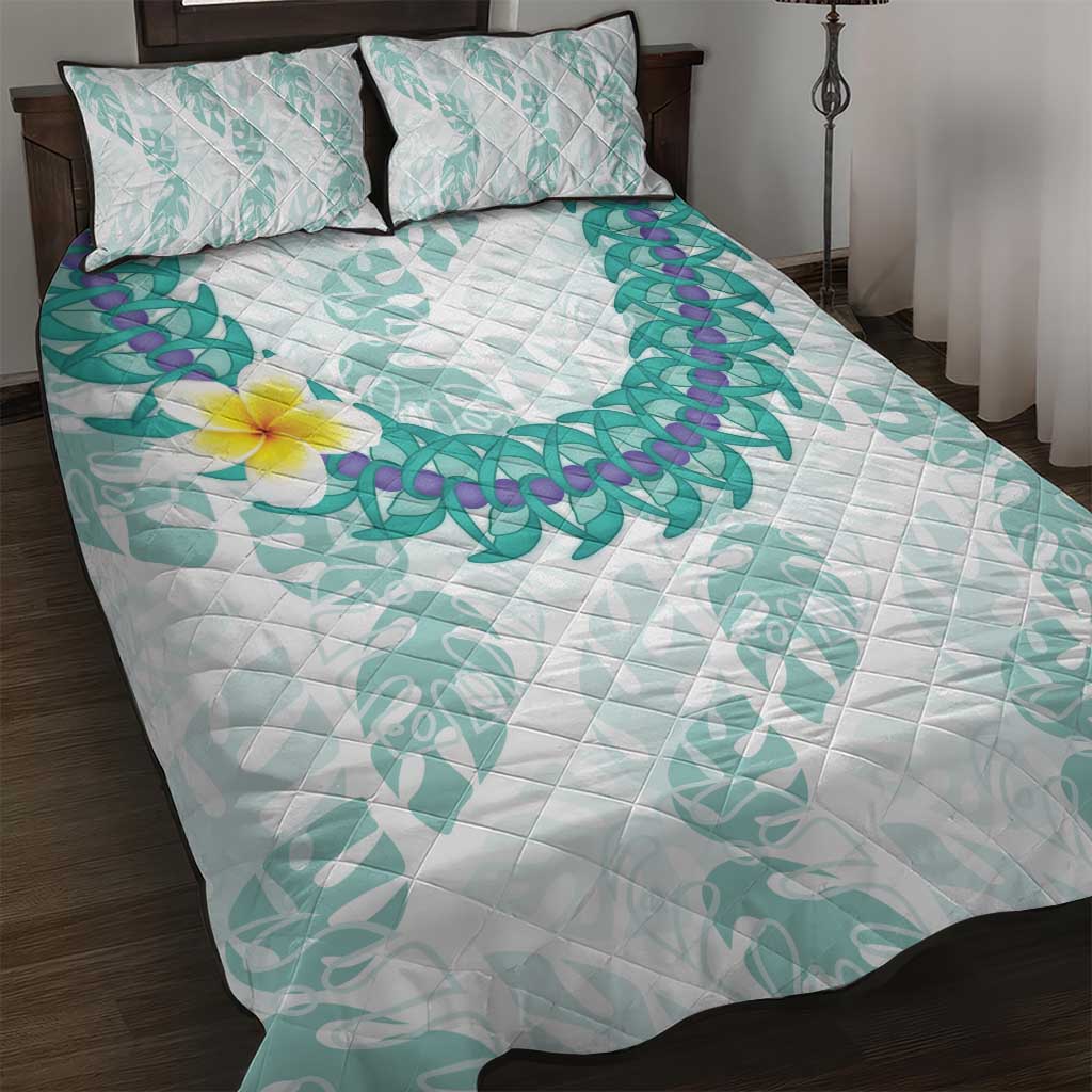 Jade Vine Lei Hawaii Quilt Bed Set Aloha Seamless Tropical Leaves LT14 White - Polynesian Pride