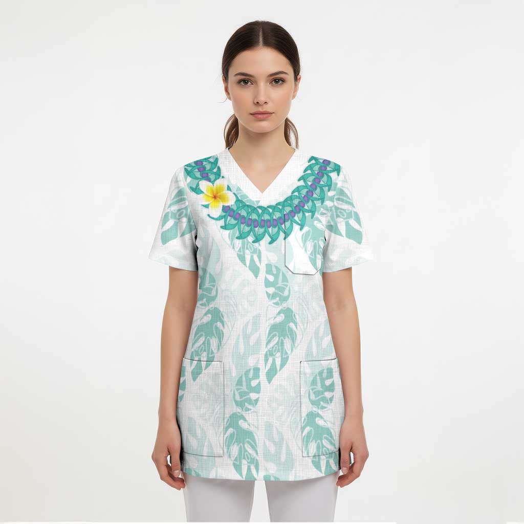 Jade Vine Lei Hawaii Scrub Top Aloha Seamless Tropical Leaves LT14 - Polynesian Pride