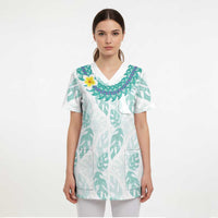 Jade Vine Lei Hawaii Scrub Top Aloha Seamless Tropical Leaves LT14 - Polynesian Pride