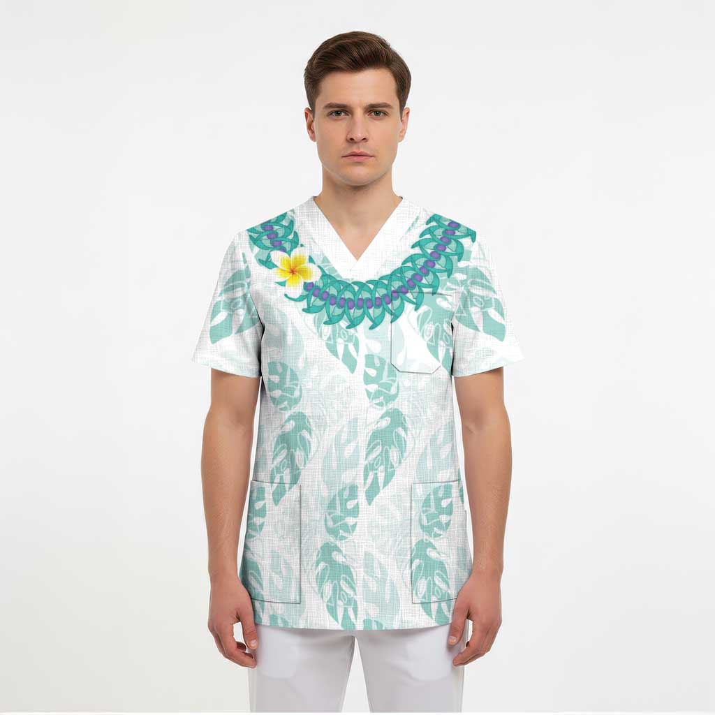 Jade Vine Lei Hawaii Scrub Top Aloha Seamless Tropical Leaves LT14 - Polynesian Pride