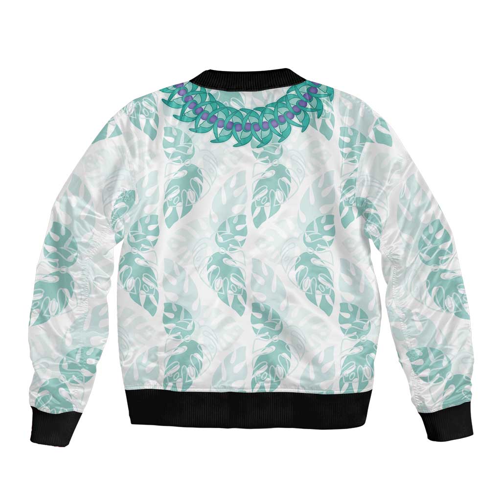 Jade Vine Lei Hawaii Sleeve Zip Bomber Jacket Aloha Seamless Tropical Leaves LT14 - Polynesian Pride