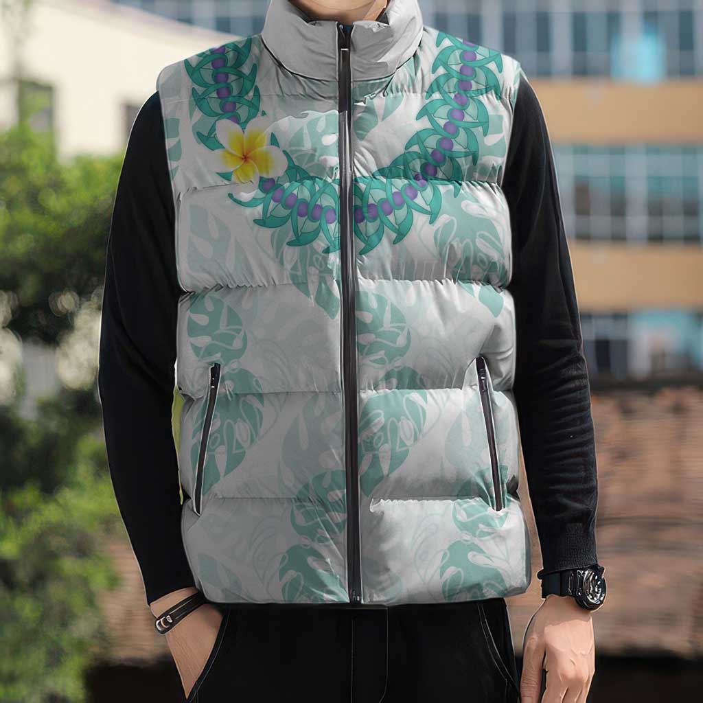 Jade Vine Lei Hawaii Sleeveless Puffer Jacket Aloha Seamless Tropical Leaves LT14 - Polynesian Pride