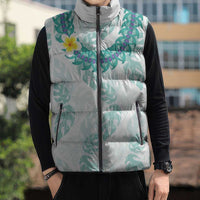Jade Vine Lei Hawaii Sleeveless Puffer Jacket Aloha Seamless Tropical Leaves LT14 - Polynesian Pride