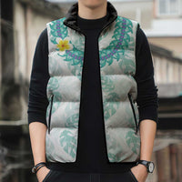 Jade Vine Lei Hawaii Sleeveless Puffer Jacket Aloha Seamless Tropical Leaves LT14 - Polynesian Pride