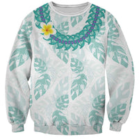 Jade Vine Lei Hawaii Sweatshirt Aloha Seamless Tropical Leaves LT14 Unisex White - Polynesian Pride