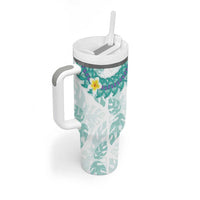 Jade Vine Lei Hawaii Tumbler With Handle Aloha Seamless Tropical Leaves LT14 - Polynesian Pride
