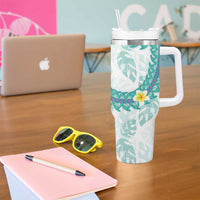 Jade Vine Lei Hawaii Tumbler With Handle Aloha Seamless Tropical Leaves LT14 - Polynesian Pride