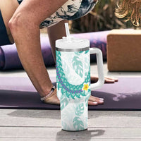 Jade Vine Lei Hawaii Tumbler With Handle Aloha Seamless Tropical Leaves LT14 - Polynesian Pride