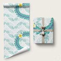 Jade Vine Lei Hawaii Wrapping Paper Aloha Seamless Tropical Leaves LT14 58" × 23" White - Polynesian Pride