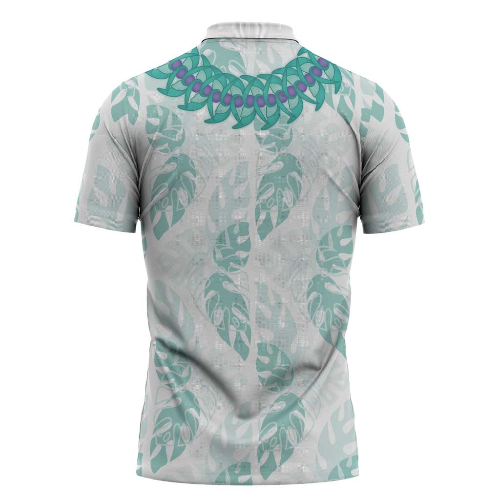 Jade Vine Lei Hawaii Zipper Polo Shirt Aloha Seamless Tropical Leaves LT14 - Polynesian Pride