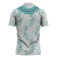 Jade Vine Lei Hawaii Zipper Polo Shirt Aloha Seamless Tropical Leaves LT14 - Polynesian Pride