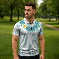 Jade Vine Lei Hawaii Zipper Polo Shirt Aloha Seamless Tropical Leaves LT14 - Polynesian Pride