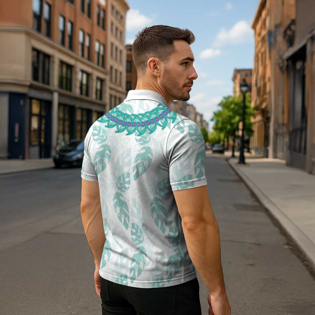 Jade Vine Lei Hawaii Zipper Polo Shirt Aloha Seamless Tropical Leaves LT14 - Polynesian Pride