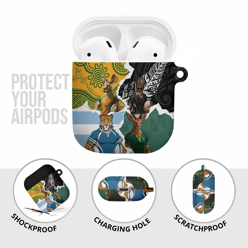 Rugby 2025 Championship AirPods Case Southern Hemisphere Countries Mascots LT14 - Polynesian Pride