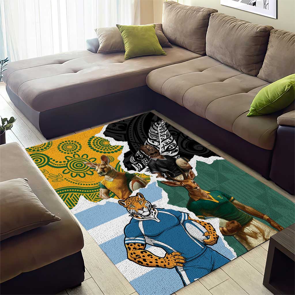 Rugby 2025 Championship Area Rug Southern Hemisphere Countries Mascots LT14 - Polynesian Pride