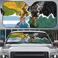 Rugby 2025 Championship Auto Sun Shade Southern Hemisphere Countries Mascots LT14 Black - Polynesian Pride