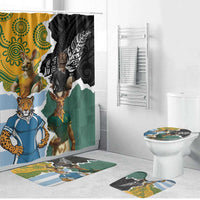 Rugby 2025 Championship Bathroom Set Southern Hemisphere Countries Mascots LT14 Bathroom Set (4 pcs) Black - Polynesian Pride