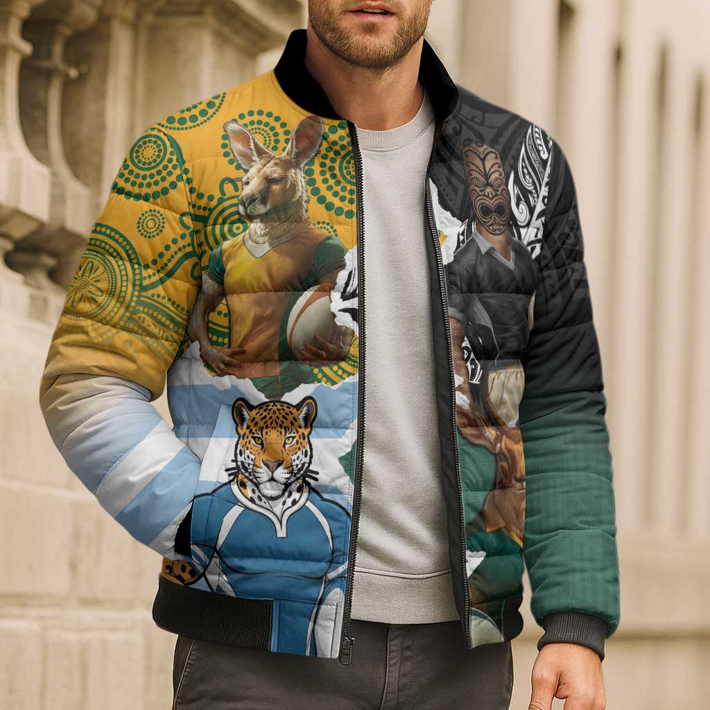 Personalised Rugby 2025 Championship Bomber Puffer Jacket Southern Hemisphere Countries Mascots LT14 - Polynesian Pride