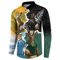 Personalised Rugby 2025 Championship Button Sweatshirt Southern Hemisphere Countries Mascots LT14 - Polynesian Pride