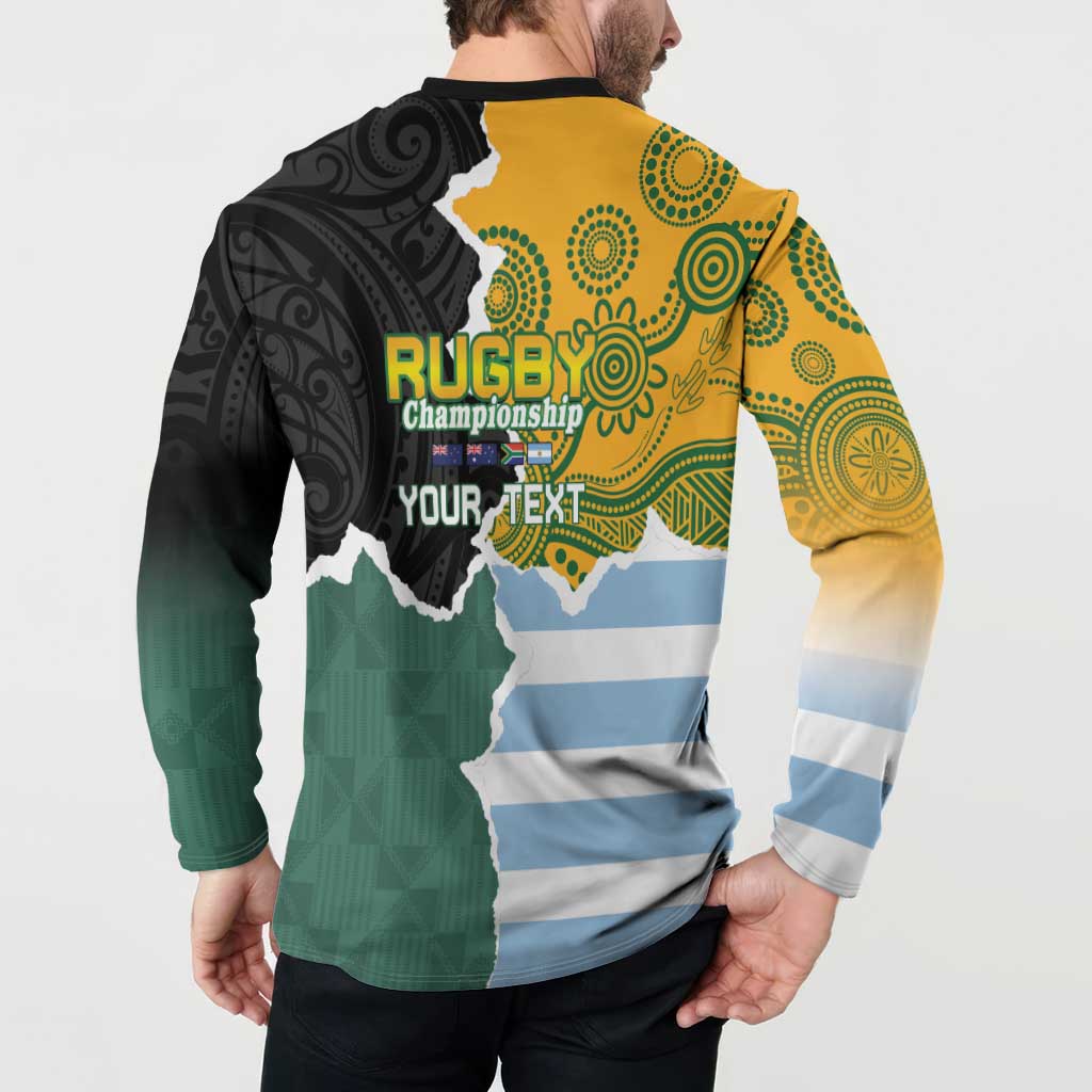 Personalised Rugby 2025 Championship Button Sweatshirt Southern Hemisphere Countries Mascots LT14 - Polynesian Pride