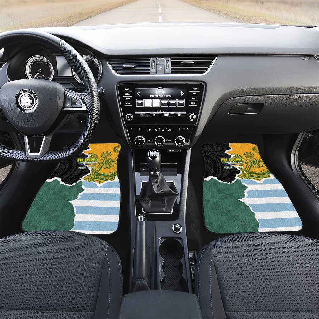 Rugby 2025 Championship Car Mats Southern Hemisphere Countries Mascots LT14 Set 2pcs - Front Black - Polynesian Pride