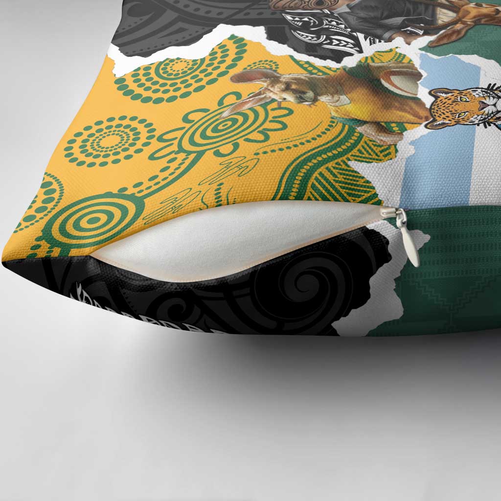 Rugby 2025 Championship Pillow Cover Southern Hemisphere Countries Mascots LT14 - Polynesian Pride