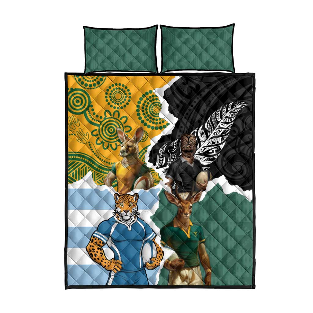 Rugby 2025 Championship Quilt Bed Set Southern Hemisphere Countries Mascots LT14 - Polynesian Pride