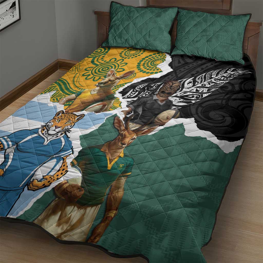 Rugby 2025 Championship Quilt Bed Set Southern Hemisphere Countries Mascots LT14 - Polynesian Pride