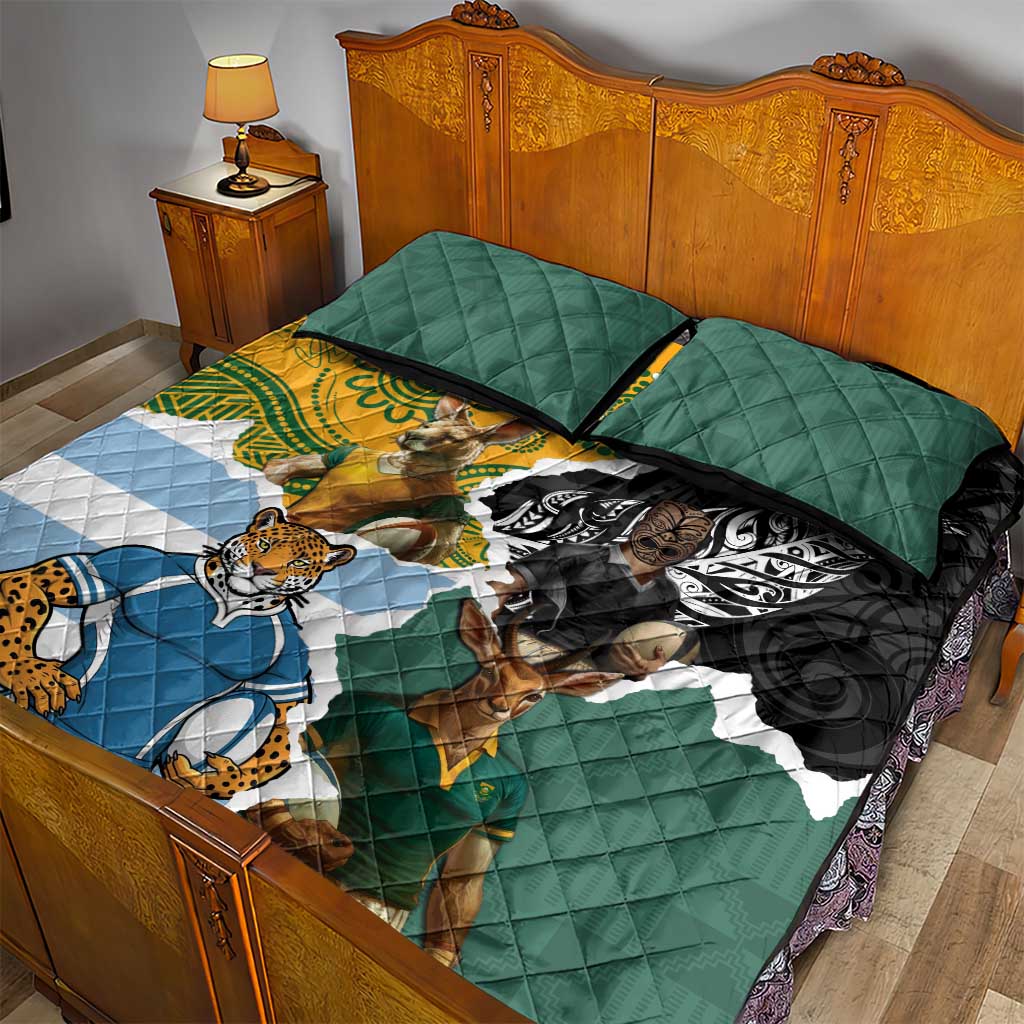Rugby 2025 Championship Quilt Bed Set Southern Hemisphere Countries Mascots LT14 - Polynesian Pride