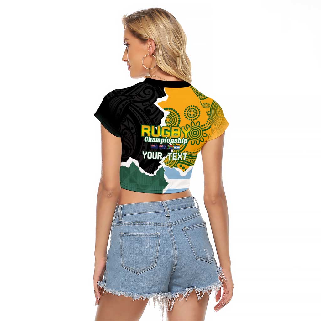 Personalised Rugby 2025 Championship Raglan Cropped T Shirt Southern Hemisphere Countries Mascots LT14 - Polynesian Pride