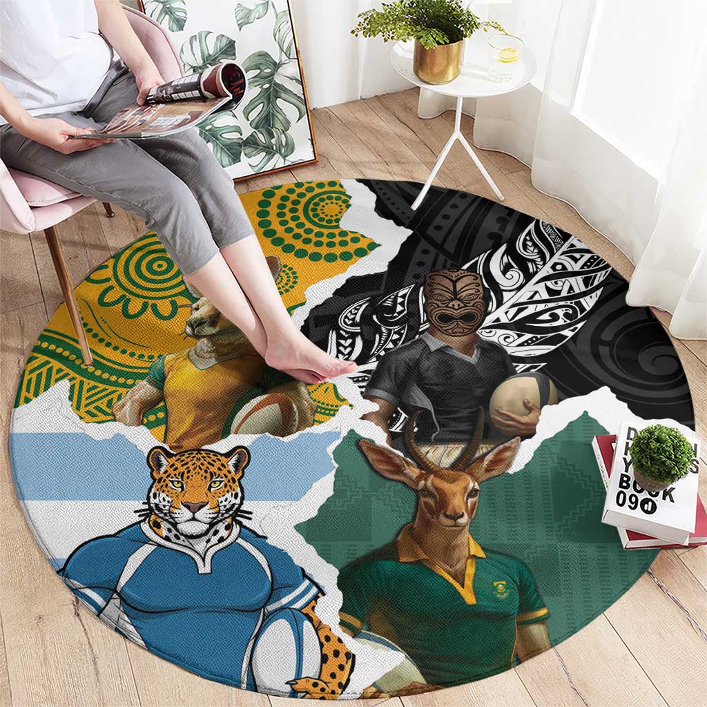 Rugby 2025 Championship Round Carpet Southern Hemisphere Countries Mascots LT14 - Polynesian Pride